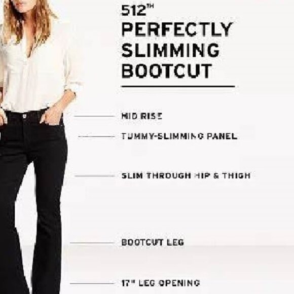 Levi's Women's 512 Perfectly Slimming Boot Cut Jeans 4 Dark Wash Studded Pockets - Picture 8 of 8